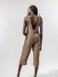 Low V Neck Tie Straps Jumpsuit