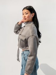 Mock Neck Oversized Cropped Jacket