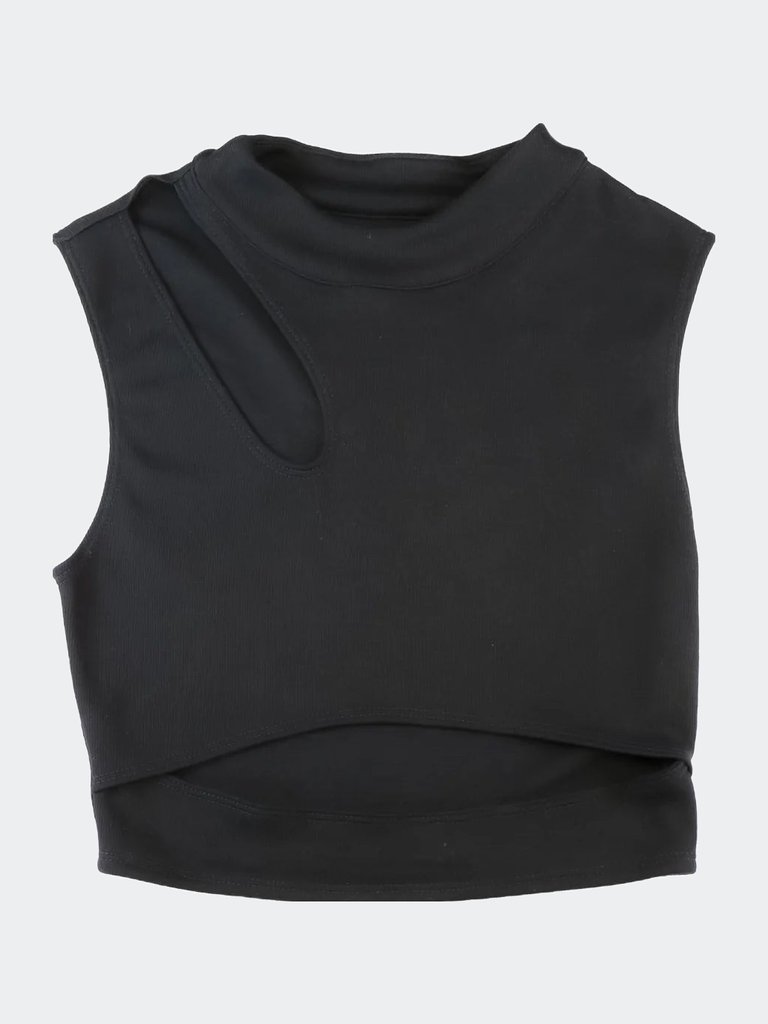 Sustainable Cut Out Knit Top - Black