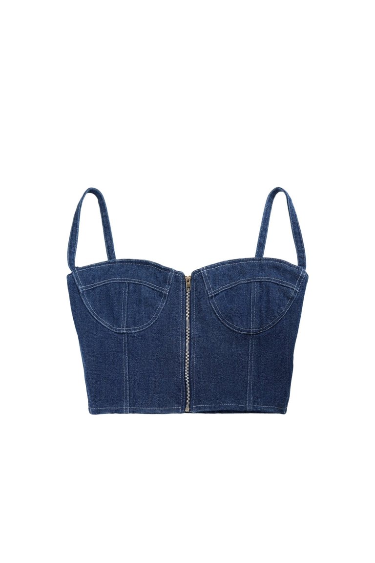 Sustainable Denim Bra Crop Top - Dark Blue