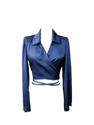 Sustainable Holiday Satin Wrap Blazer