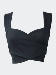 Sustainable Knit Crossed Over Top - Black