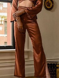 Sustainable Wide Leg Satin Pants - Copper