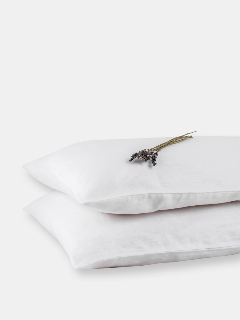 Stonewashed Flax Linen Pillowcase - Set of Two - White