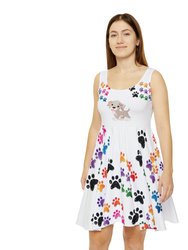 Pink Paws-Flare Dress - Multi