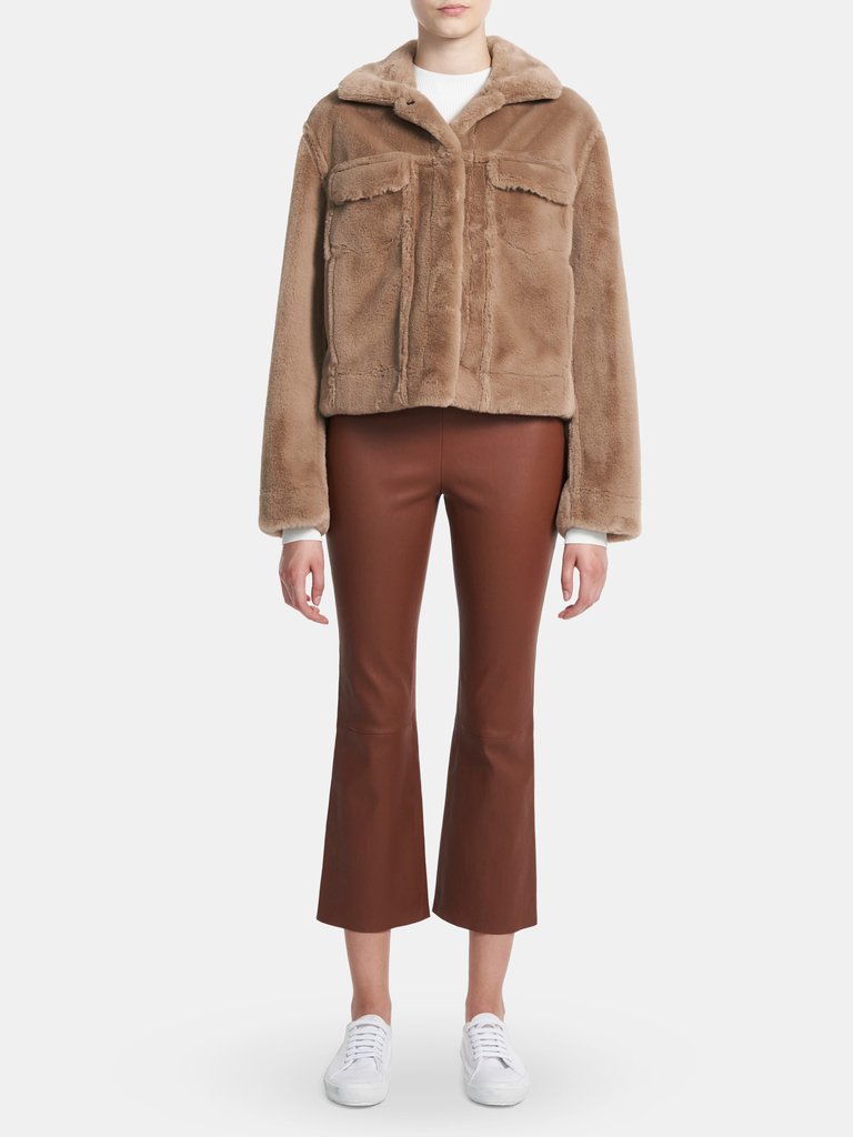 Aspen Faux Fur Trucker Jacket - Camel