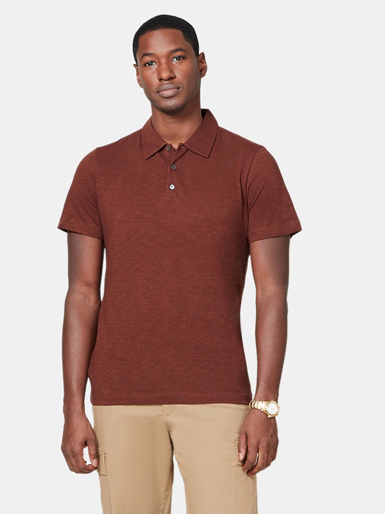 Bron C Short Sleeve Polo Shirt - Dark Pimento