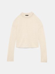 Ribbed Crewneck Cropped Long Sleeve Pullover
