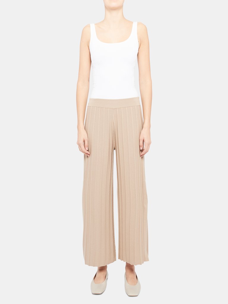 Wide Rib Ankle Length Relaxed Pants