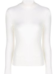 Women's Thin Ribbed Turtle Mock Neck Top - White