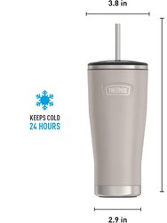 Stainless Steel Cold Tumbler With Straw - Sandstone