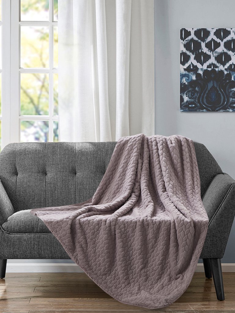 Thesis Etched Faux Fur Berber Throw - Mauve