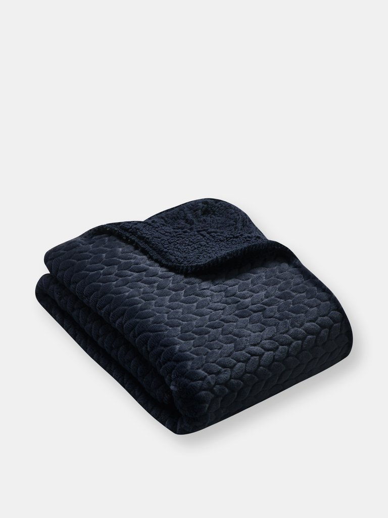 Thesis Etched Faux Fur Berber Throw - Midnight
