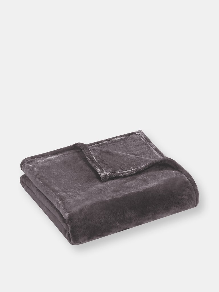 Thesis Heavy Solid Velvet Oversized Throw - Gray