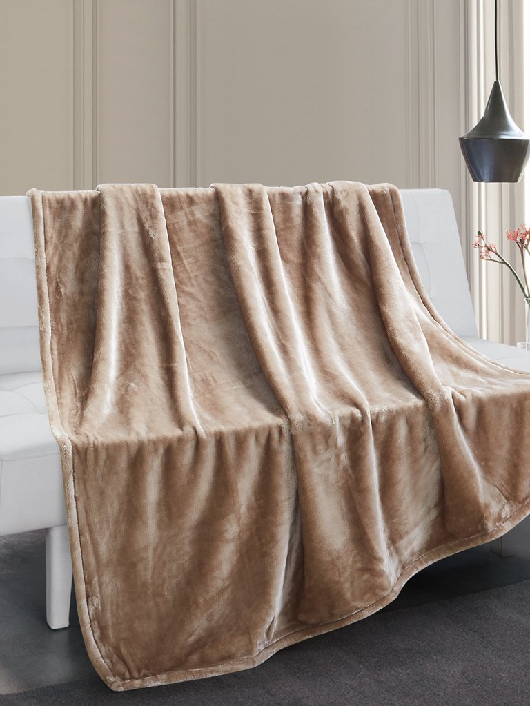 Thesis Heavy Solid Velvet Oversized Throw - Stone