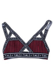 Single Logo Bondage Bra Plaid - Red