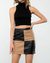 Colorblock Leather Skirt - Black/Tan