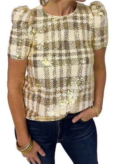 THML Plaid Sequin Short Sleeve Top product