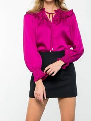 Smocked Long Sleeve Top - Cranberry