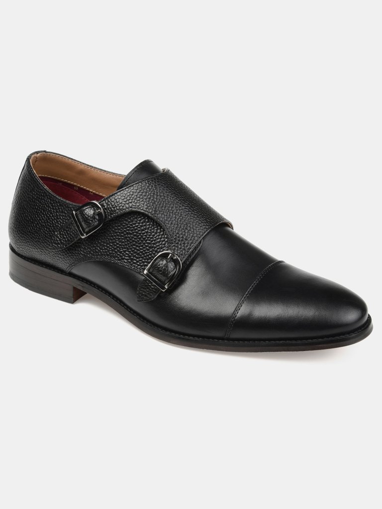 Calvin Wide Width Double Monk Strap Dress Shoe - Black