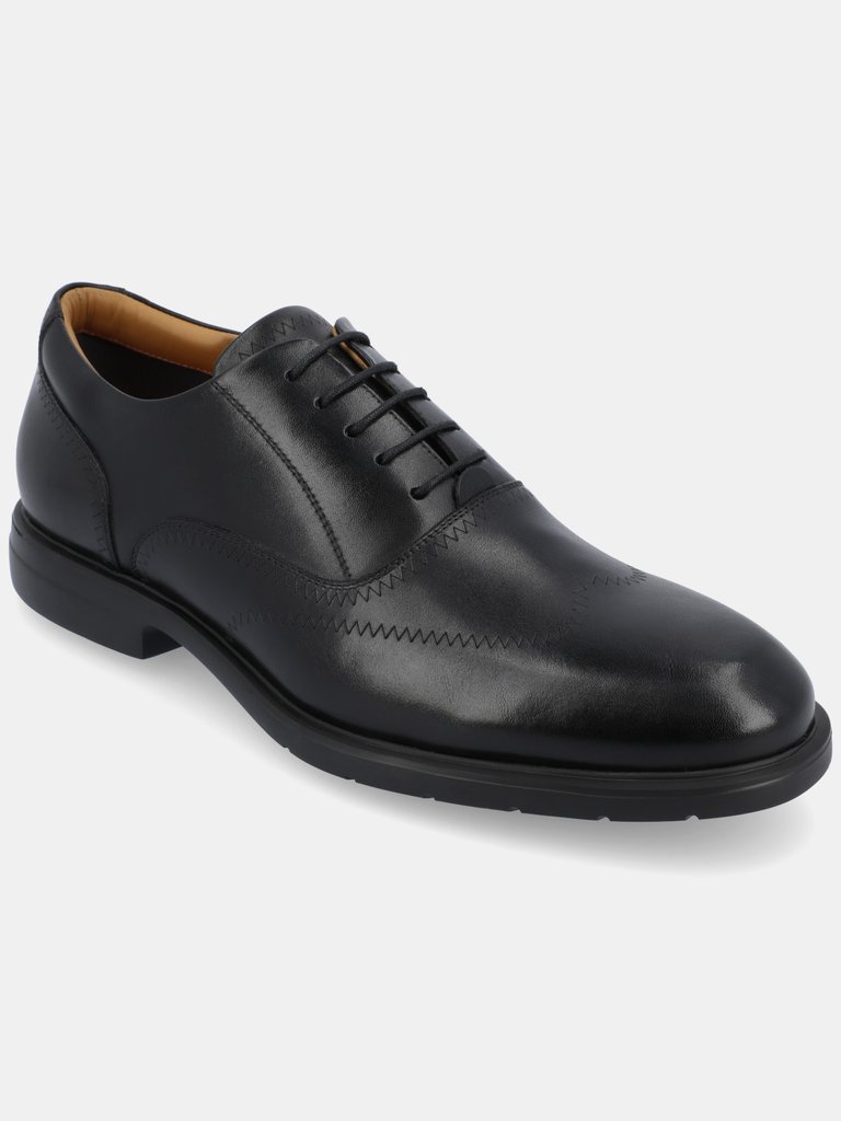 Hughes Wide Width Wingtip Oxford Shoes - Black