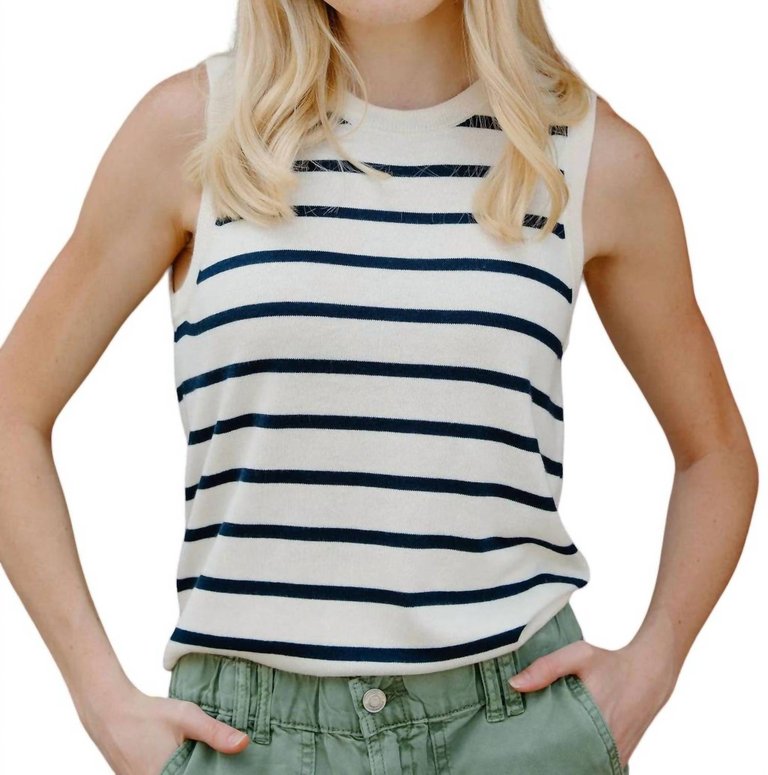 Elsa Tank Top In Navy Stripe - Navy Stripe