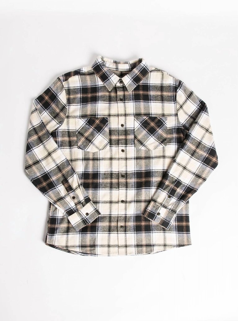 Kylo Flannel Long Sleeve Shirt In Black/Tan - Black/Tan