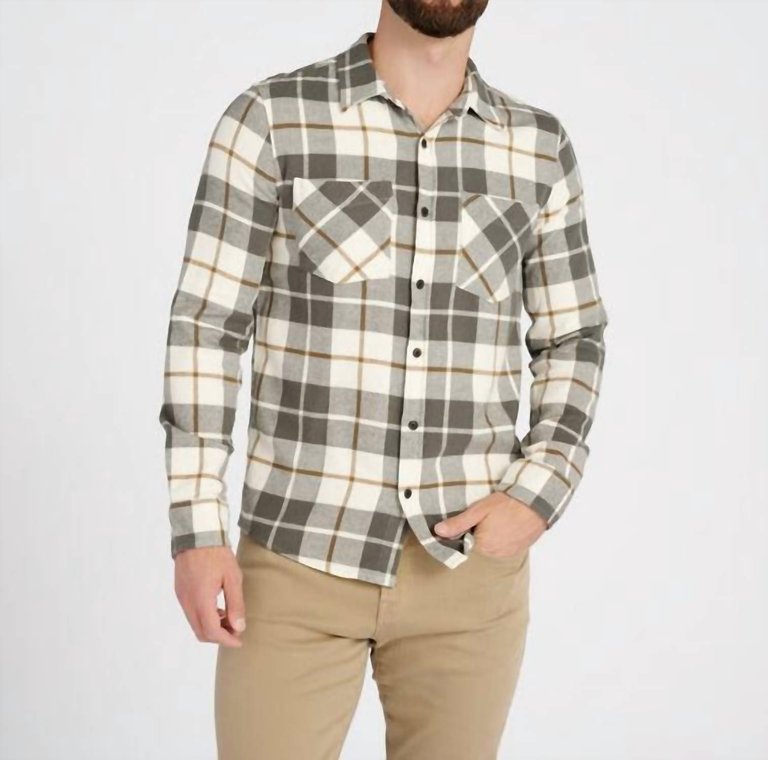 Xander Flannel Long Sleeve Shirt In Black Olive - Black Olive