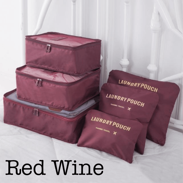 6 Piece Travel Organizer - Red Wine