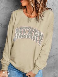 Alice Merry Leopard Print Long Sleeve Graphic Sweatshirt - Khaki