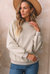 Amy Textured Raglan Sleeve Pullover Sweatshirt - Beige