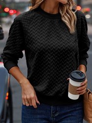 Amy Textured Raglan Sleeve Pullover Sweatshirt