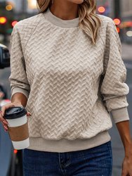 Amy Textured Raglan Sleeve Pullover Sweatshirt