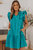 Azalea Tiered Ruffled Sleeves Mini Dress With Pockets - Green