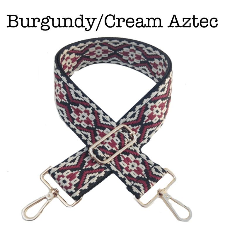 Bag Straps - 29 Styles -  Burgundy/Cream Aztec