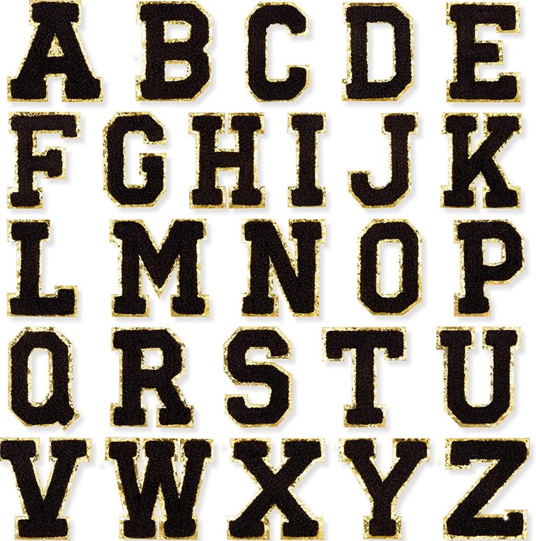 Black Self Adhesive Chenille Letters Patches - Black