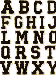 Black Self Adhesive Chenille Letters Patches - Black