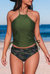 Bristol Camouflage Print Halter Neck Backless Two-piece Swimsuit - Green