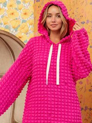 Brynn Bubble Textured Waffle Hoodie - Rose