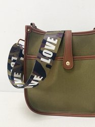 Canvas Courier Crossbody Bag - Army Green