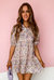 Celeste Floral Button Shirt Collar Puff Sleeve Ruffle Dress