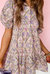 Celeste Floral Button Shirt Collar Puff Sleeve Ruffle Dress