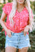 Charley Leopard V Neck Short Sleeve Blouse - Pink