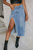 Cheyenne Frayed Slit Asymmetric Denim Midi Skirt - Light Blue
