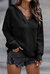 Collins V Neck Ribbed Drop Shoulder Hooded Sweater - Black