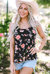 Fallon Floral Spaghetti Straps Strappy Back Tank Top