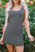 Flora Ribbed Knit Sleeveless Mini Dress - Black Stripe