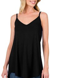 Gemma Spaghetti Strap V-Neck Flowy Tunic Tank Top