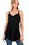 Gemma Spaghetti Strap V-Neck Flowy Tunic Tank Top - Black