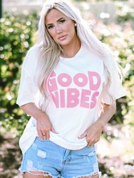 Good Vibes Chenille Embroidered Crewneck Tee